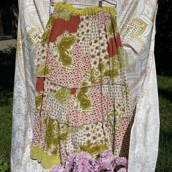 Chiffon-cotton Blend Peasant Skirt - Picture 1 of 3